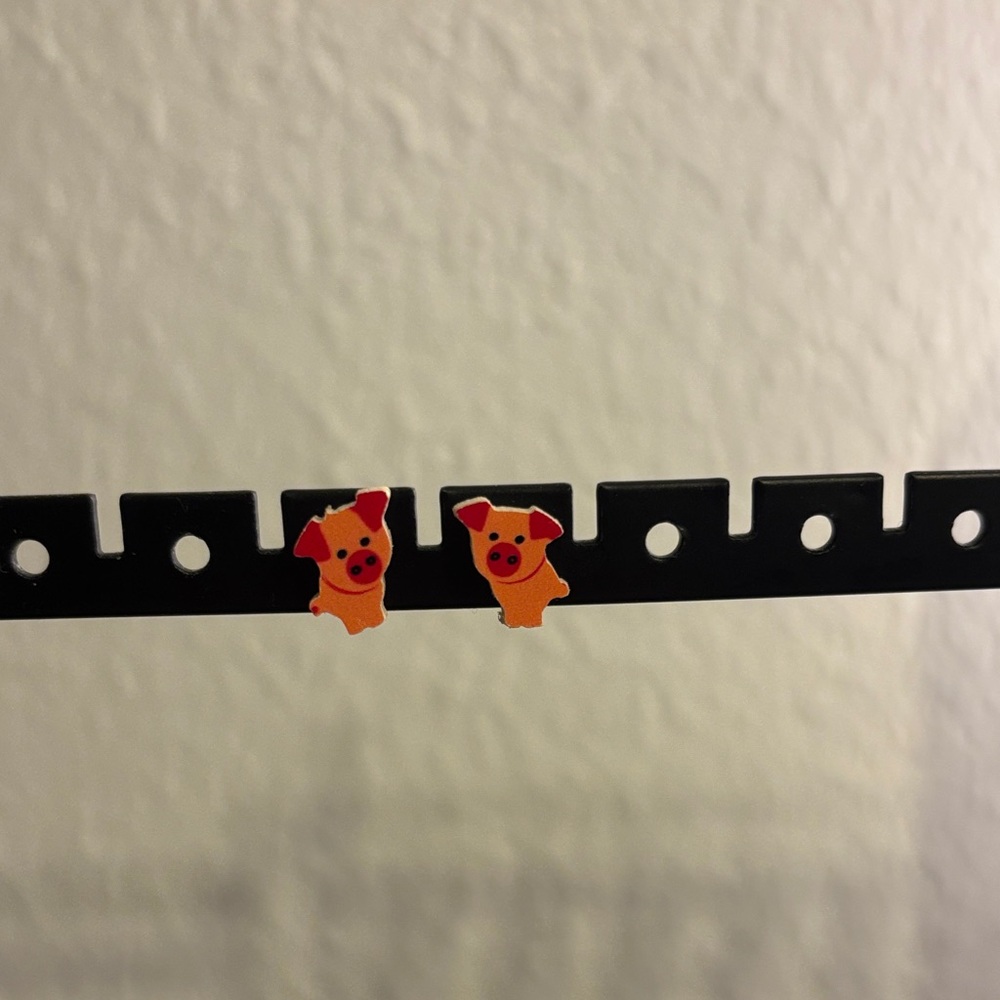 Wooden Piglet Earrings
